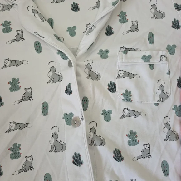 Roller Rabbit Lulu Shorts Set Wolf Coyote Cactus Pajamas Medium Horses Pink - Picture 6 of 13